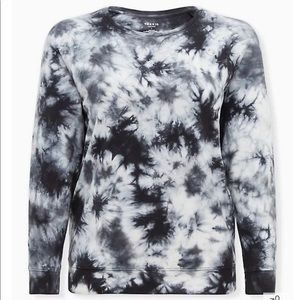 Torrid BLACK & GREY TIE-DYE FRENCH TERRY ACTIVE SWEATSHIRT Size 3